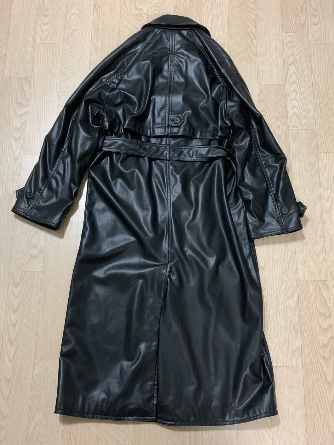 자라 레더 트렌치코트 블랙 상품이미지3