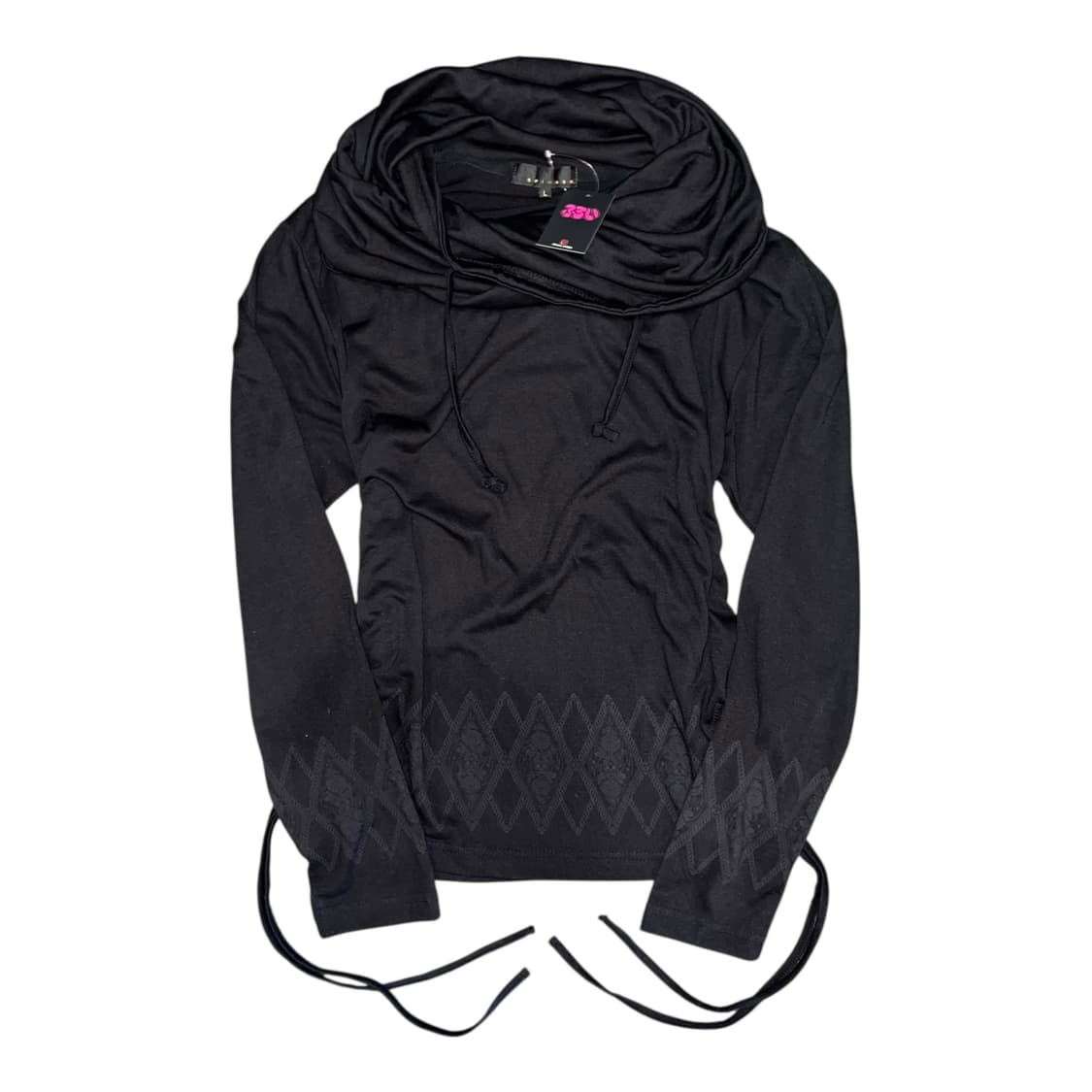 패턴 넥 드레이프 셔링 긴팔티 y2k갸루 상품이미지1