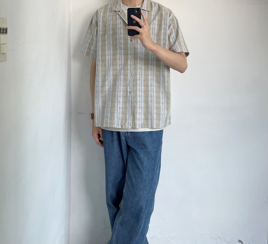Patterned open collar H/S shir 상품이미지9