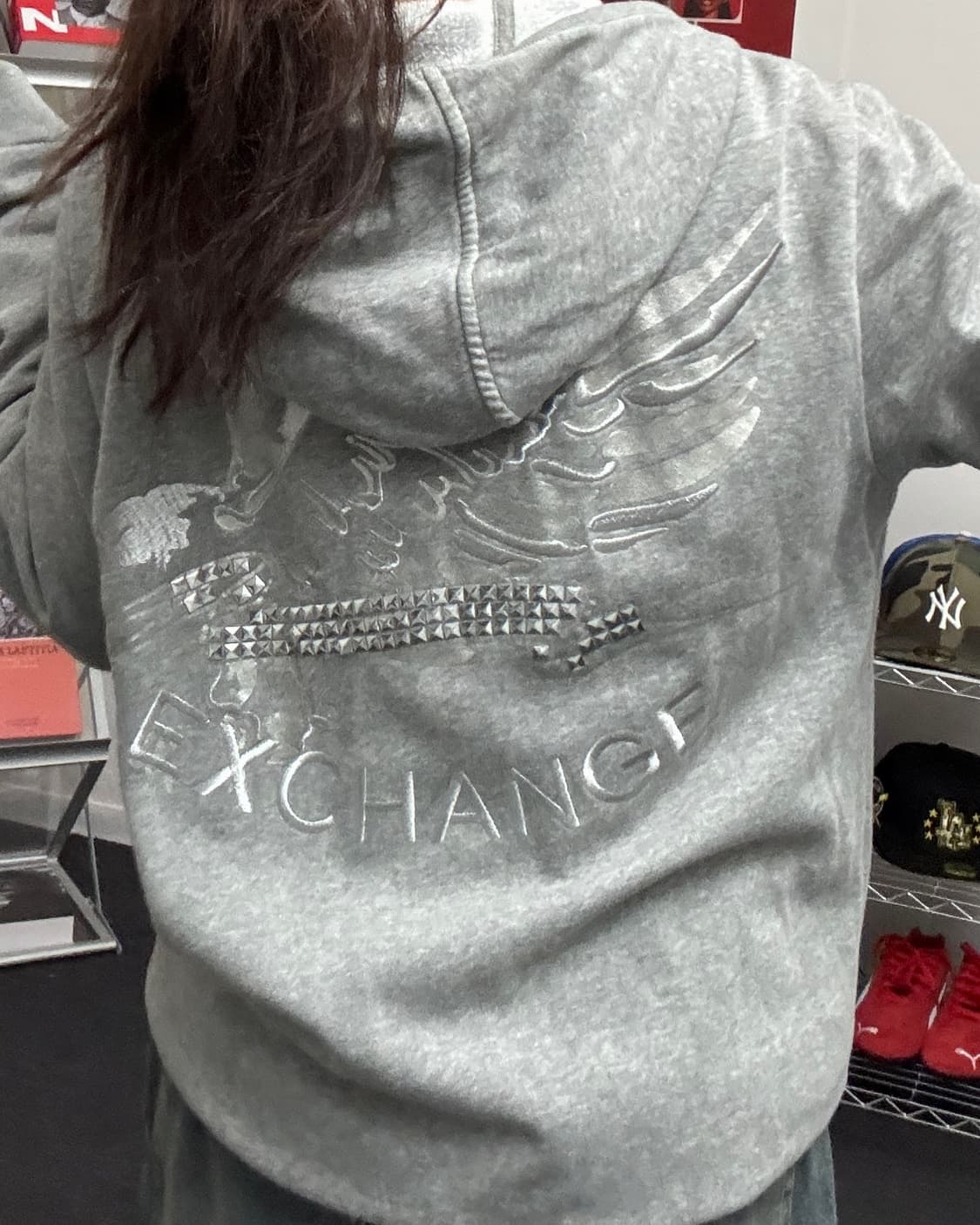 알마니 익스체인지 백로고 그레이 후드집업 상품이미지3