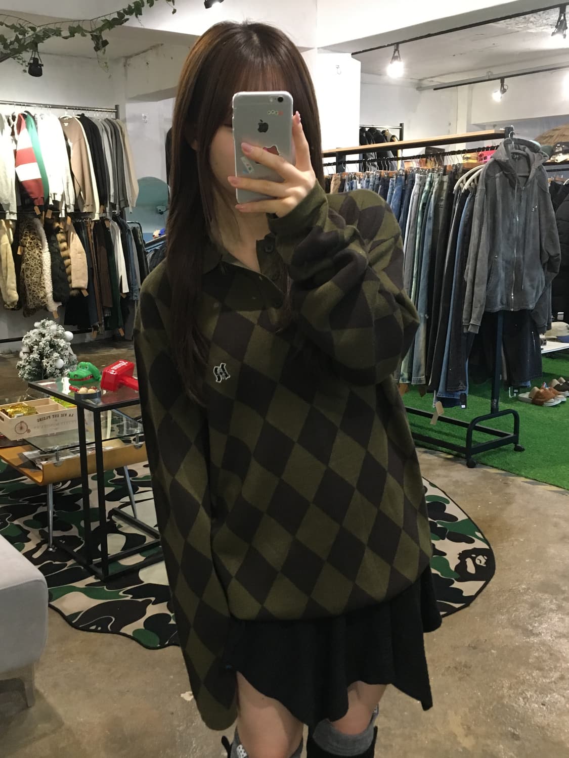 나이스 고스트 클럽 체크보드 니트 폴로 셔츠 상품이미지3