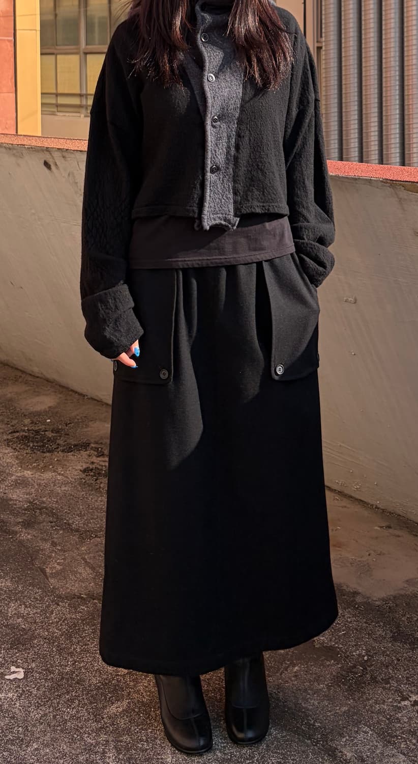 요지야마모토 더블 레이어 후드 가디건 상품이미지2