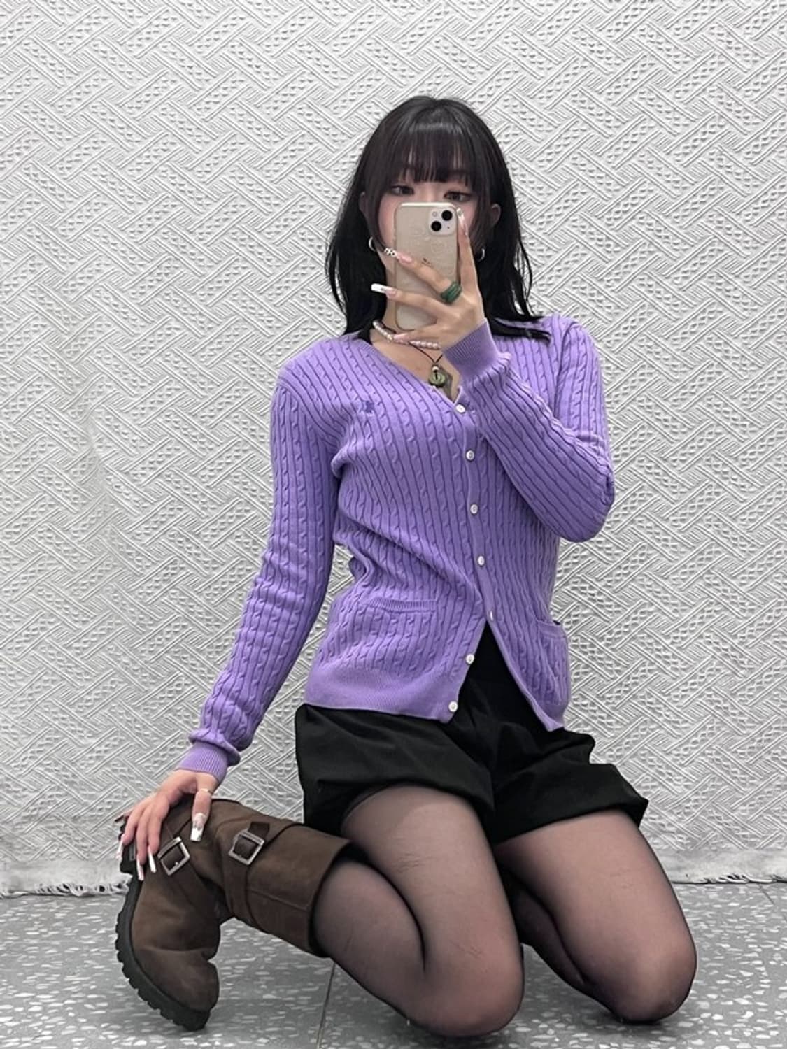 폴로 랄프로렌 코지 스프링 라벤더 꽈배기 가디건 S C11344 상품이미지1