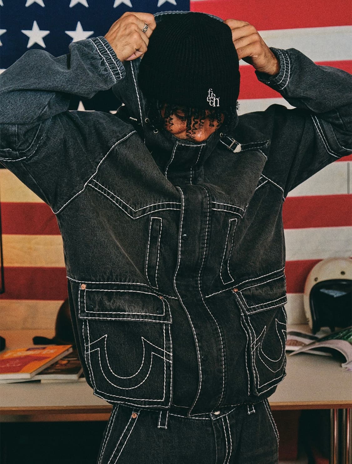 트루릴리젼 x 페치 데님 세퍼레이트 파카 블랙 XL 상품이미지1