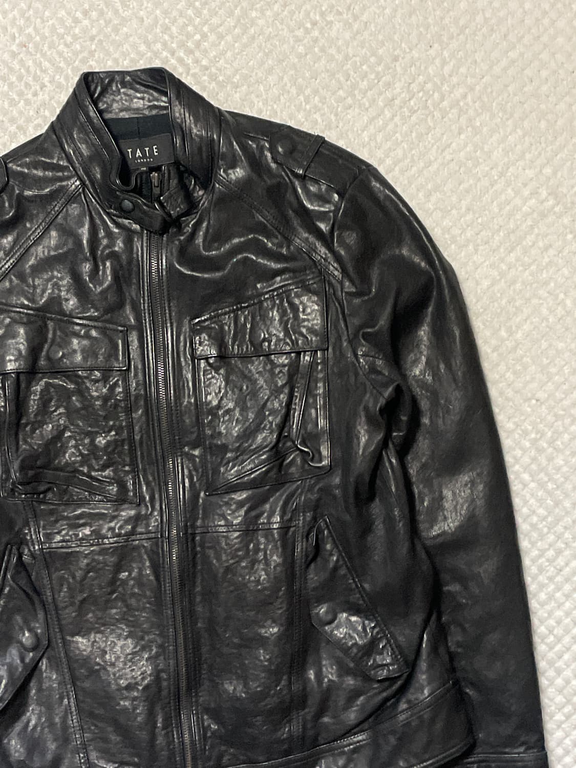 TATE 웨스턴 무드 램스킨 양가죽 절개 포켓 레더 자켓 상품이미지3