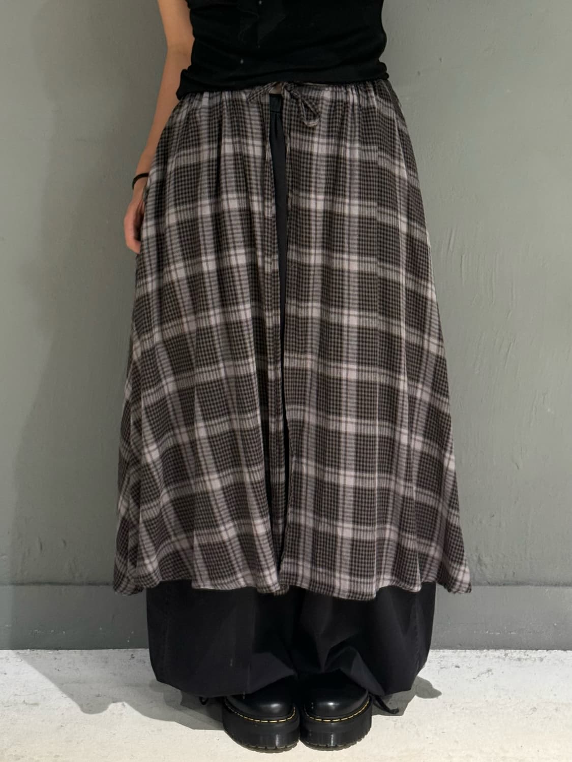 check pattern wrap detail skirt 상품이미지3