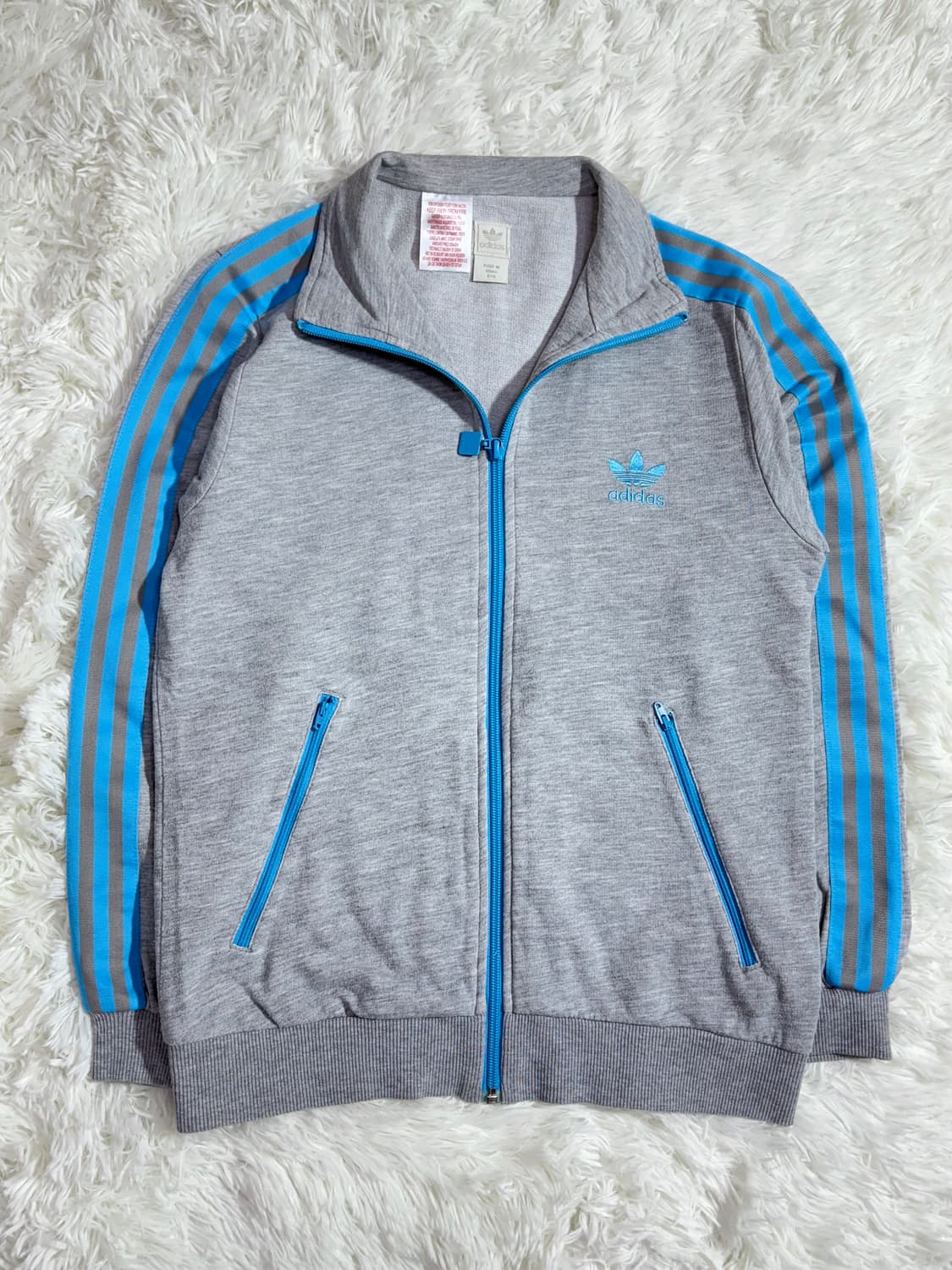 아디다스 그레이 베이비블루 코튼 트랙탑  상품이미지3