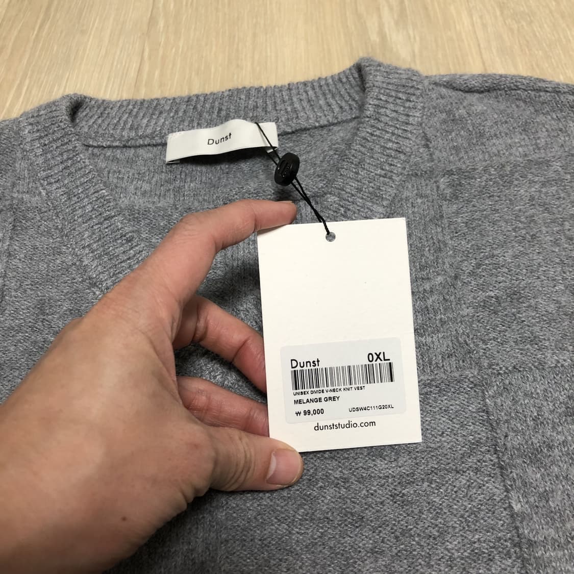 (XL) 새상품 던스트 DUNST 디바이드 브이넥 니트 베스트 그레이 상품이미지3