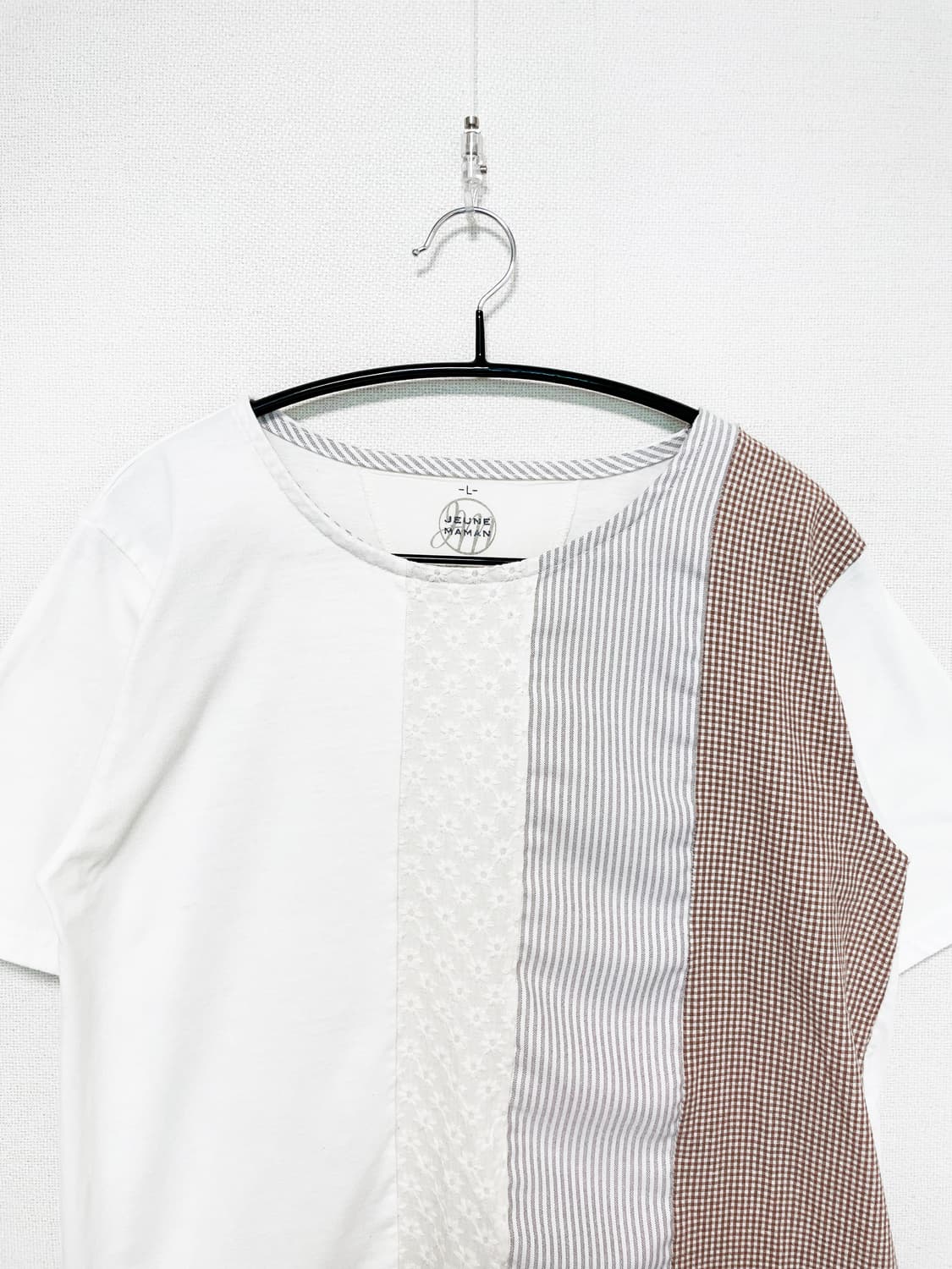 Mixed Pattern Short Sleeve Tee – White 상품이미지4