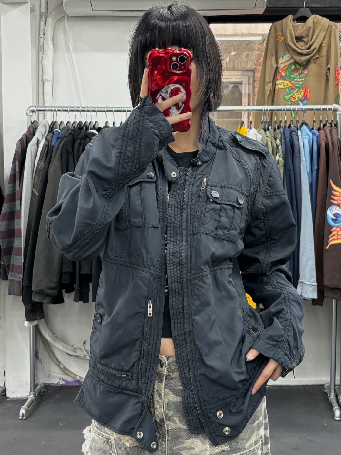 디젤 유틸리티 포켓 네이비 봄버자켓 상품이미지1