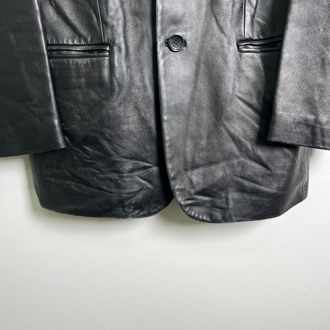 VTG 빈티지 블랙 싱글 레더 블레이저 95 상품이미지5