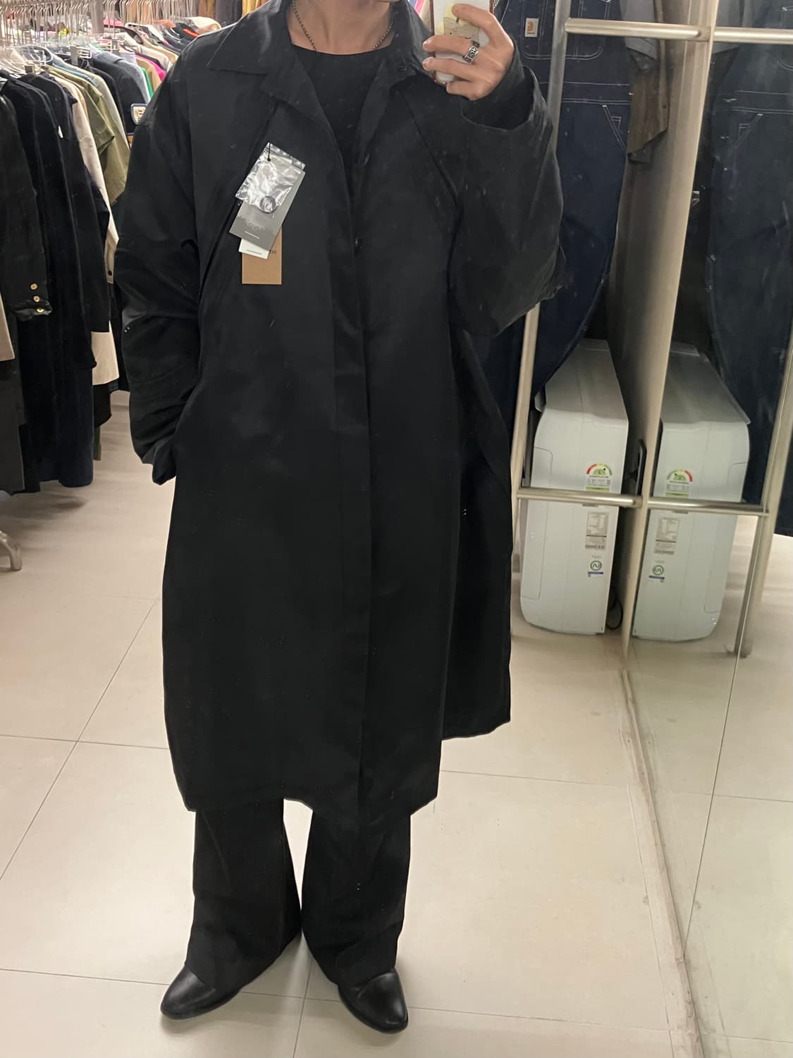 파프롬왓 블랙 나일론 써클 코트 2size (택O) 상품이미지8