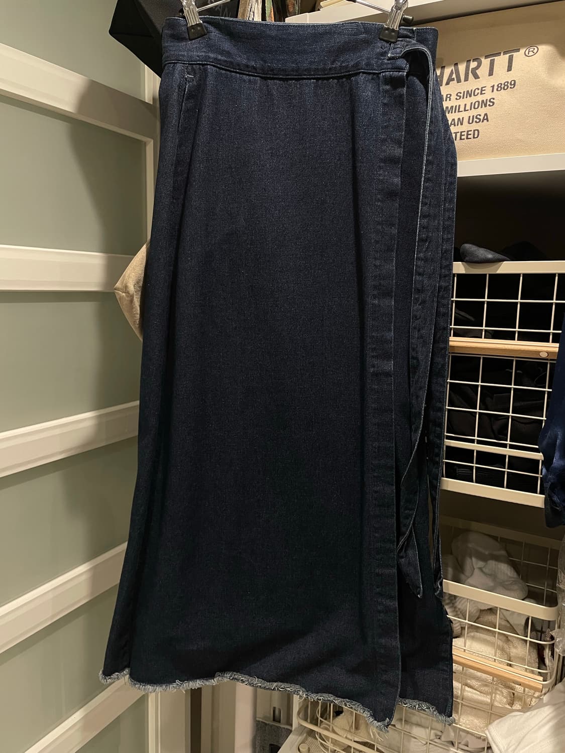 데님 롱 랩스커트 상품이미지1