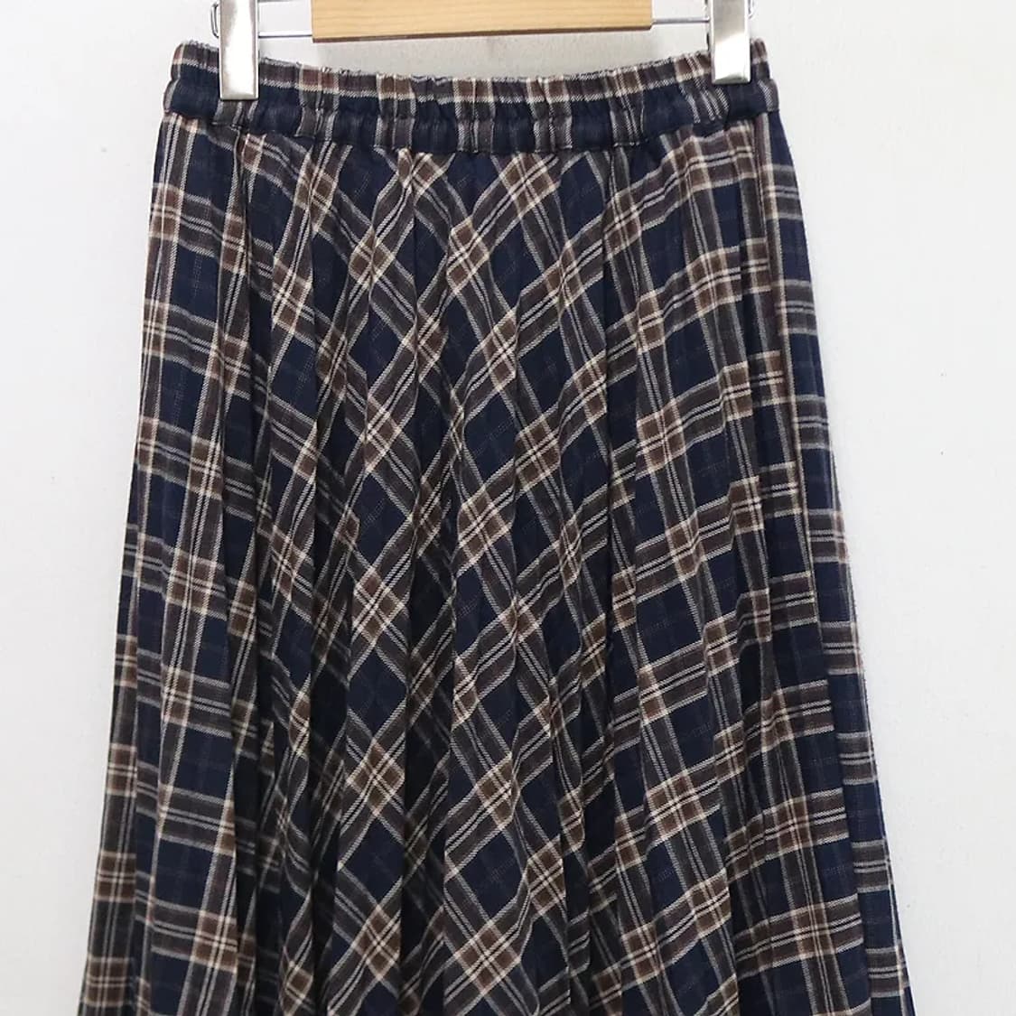 코르자 체크 밴딩 울 혼방 롱 스커트 61168 상품이미지5