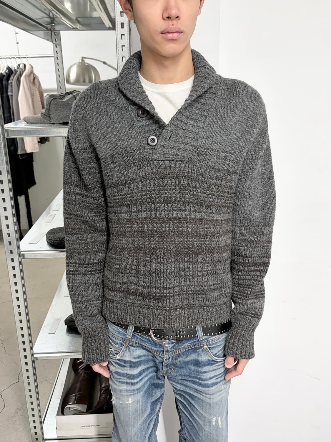 12fw 준야 와타나베 숄카라 니트 스웨터 상품이미지1