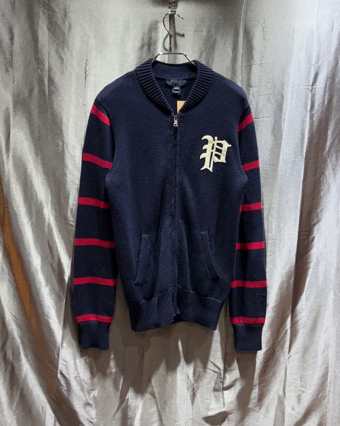 L 폴로랄프로렌 P로고 스트라이프 니트집업 상품이미지2