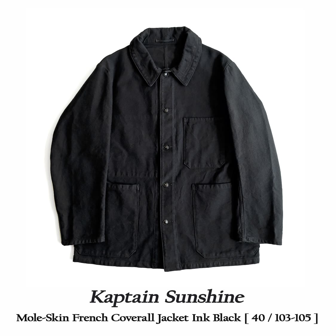 캡틴선샤인 몰스킨 프렌치 커버올자켓 40사이즈 잉크블랙 상품이미지1
