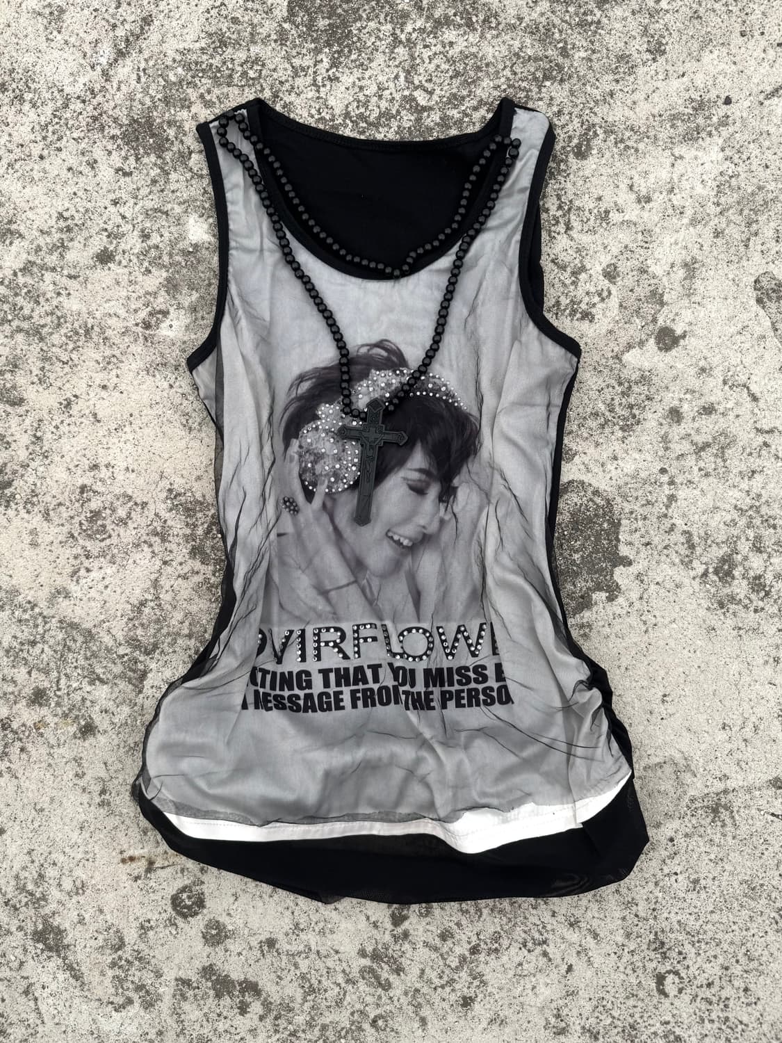 Mesh face printing top 상품이미지4