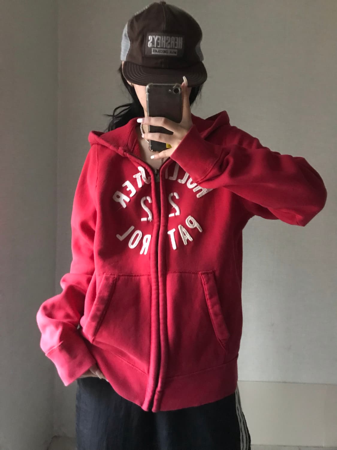 홀리스터 레드 오버핏 후드집업 상품이미지2