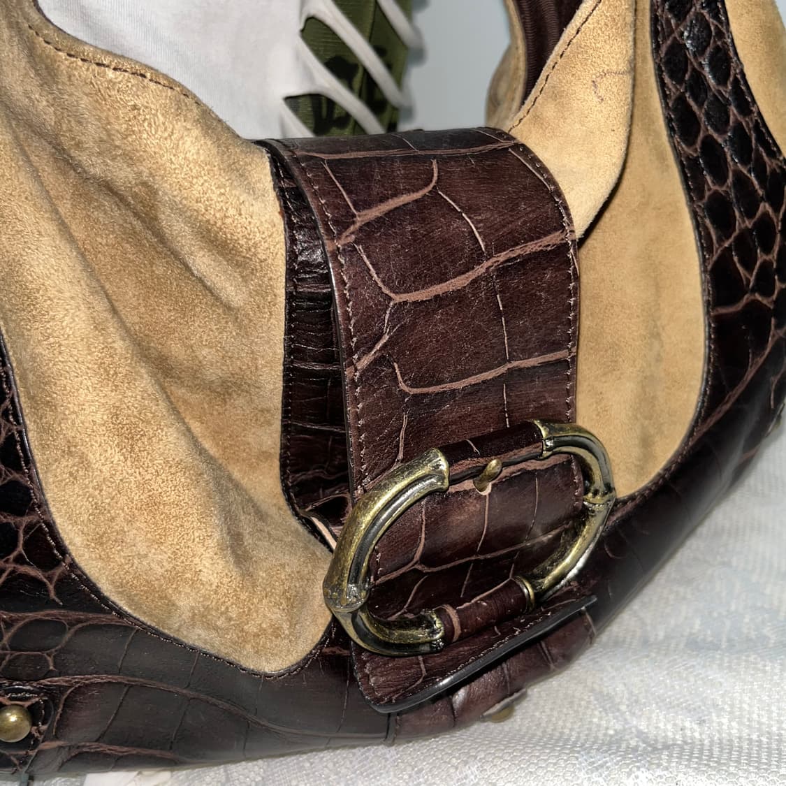 빈티지 브라운 스웨이드 버클백 상품이미지2