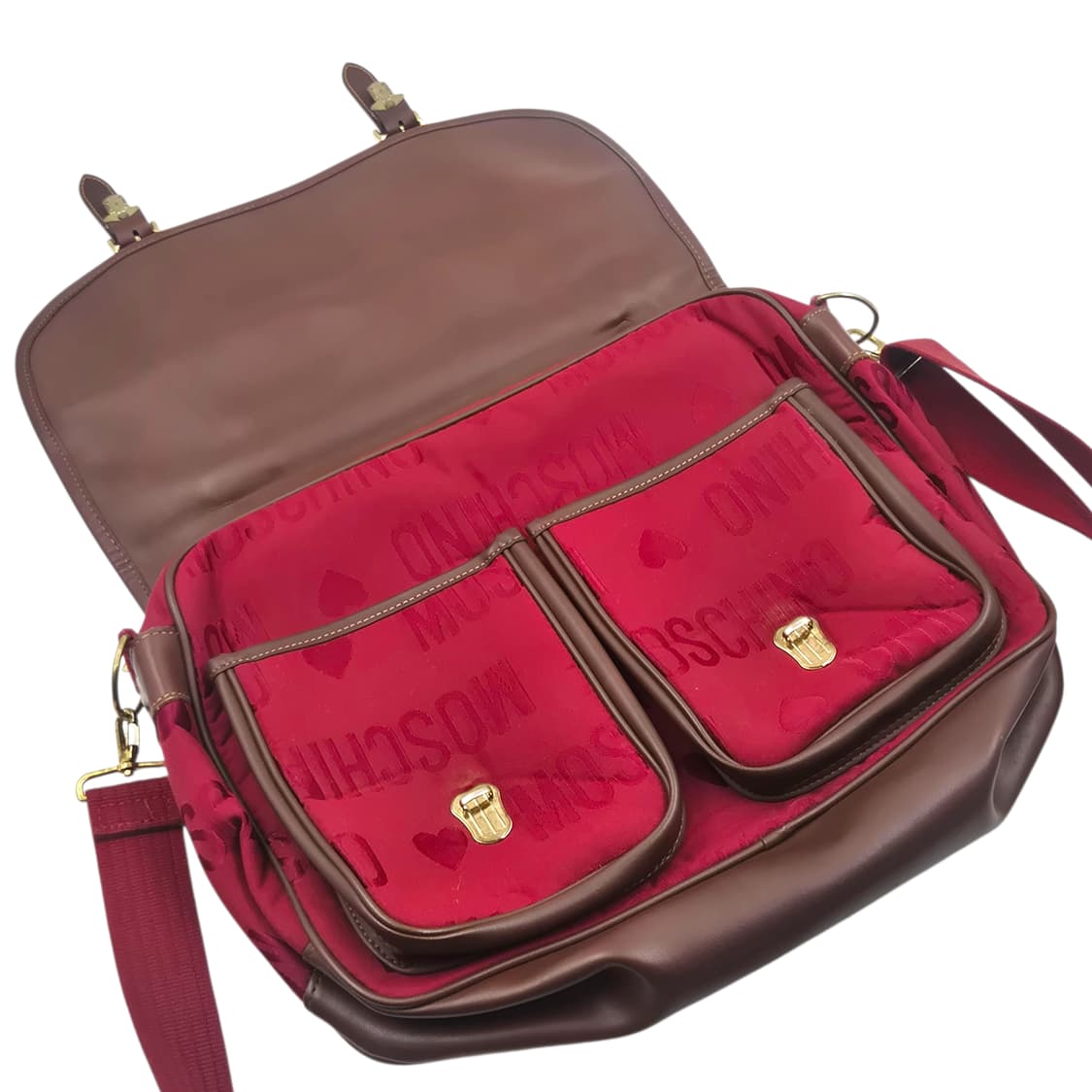 00s 러브 모스키노 레더 캔버스 벨트 크로스백 상품이미지5