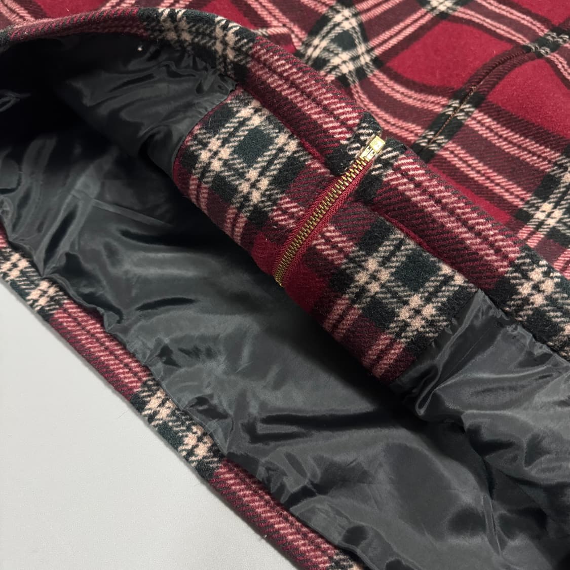 오시코시(OSHKOSH) 버건디 믹스 체크 패턴 혼밥 집업 블루종 자켓 상품이미지5
