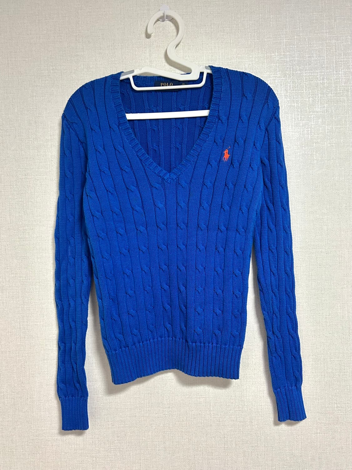 폴로 랄프로렌 신형 브이넥 꽈배기 니트 코발트 블루 XS 상품이미지3