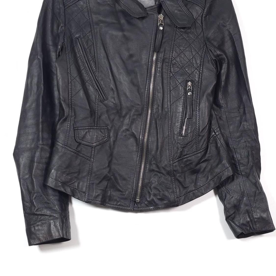 City Gee 천연 양가죽 퀼팅 라이더 자켓 66 상품이미지4