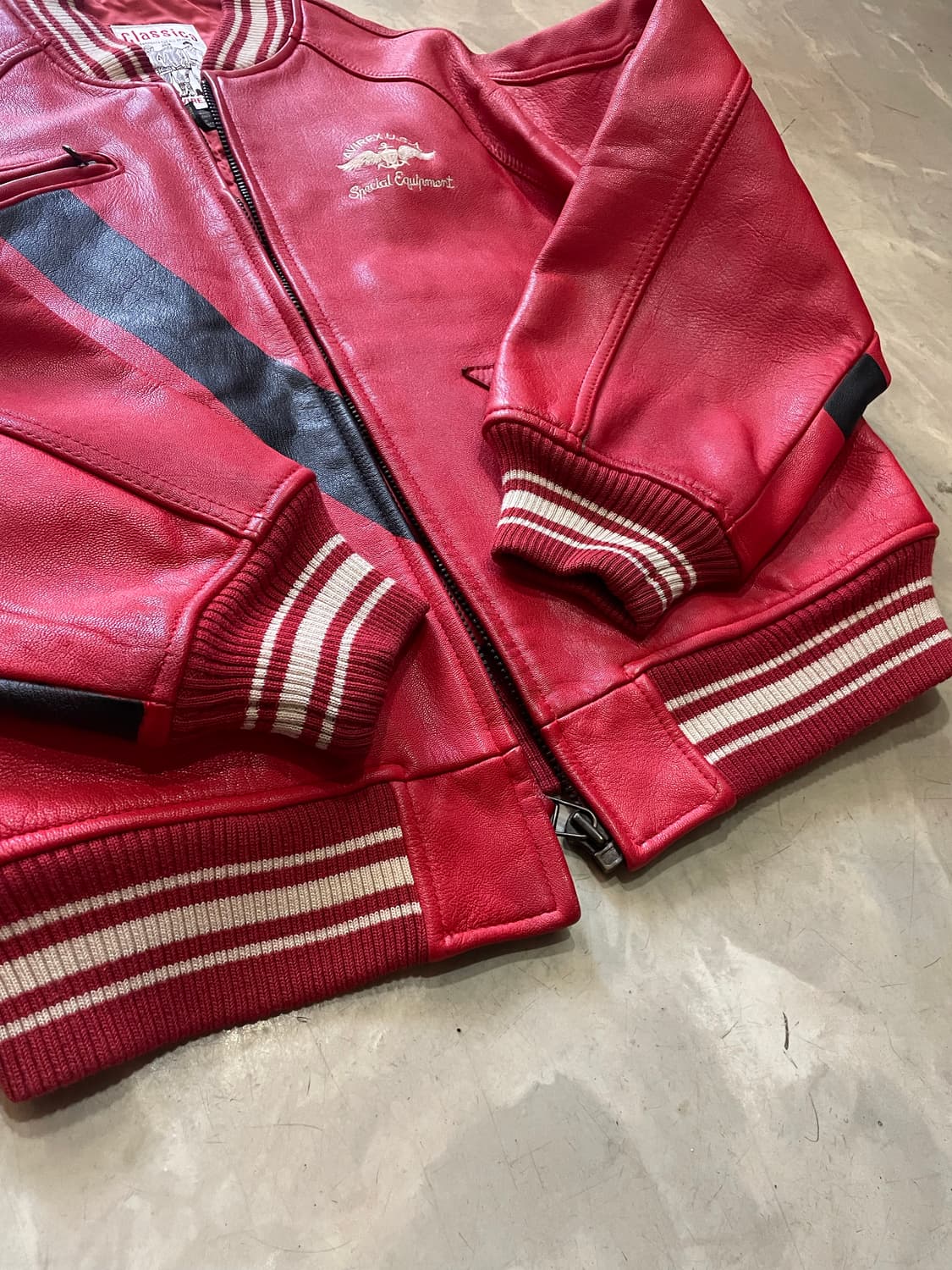 90‘s Avirex 아이콘 가죽 자켓 L 상품이미지7