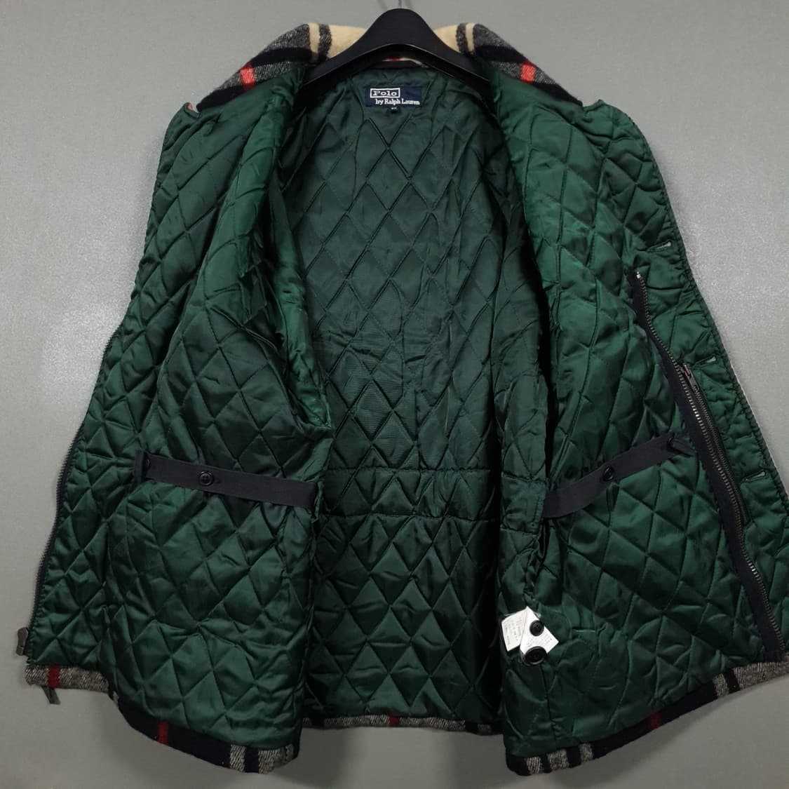 실측 XL) 폴로 랄프로렌 90s 타탄체크 울 필드 자켓 하프 코트 희귀 상품이미지7