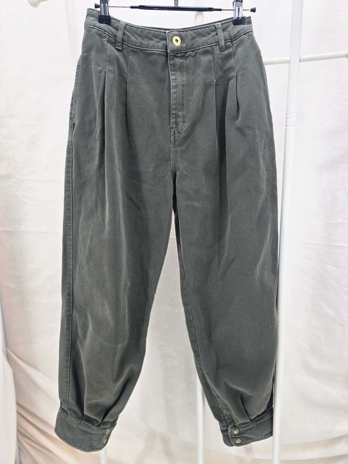 자라 빈티지 플리츠 배기 팬츠 카키 상품이미지7