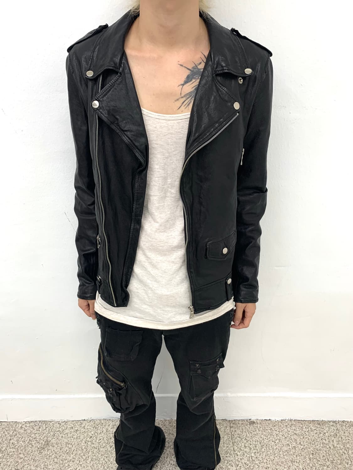 Rock mood vintage lambskin leather jacke 상품이미지1