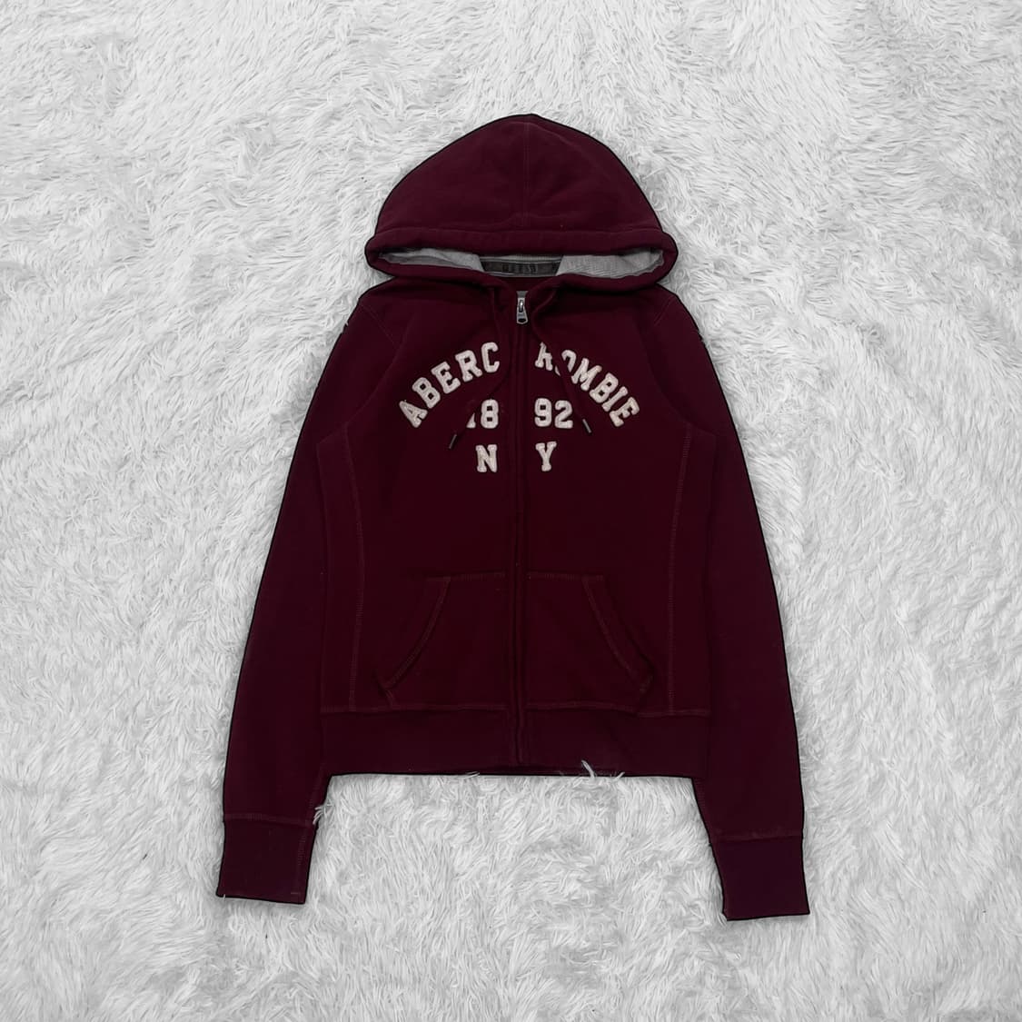 아베크롬비 아치 로고 후드집업 버건디 상품이미지2