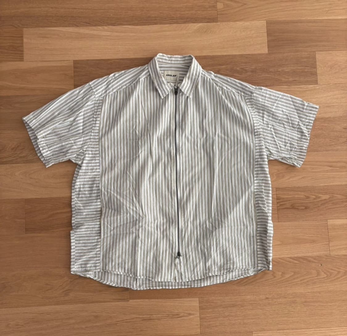 앵글런 스트라이프 집업 반팔셔츠 상품이미지2