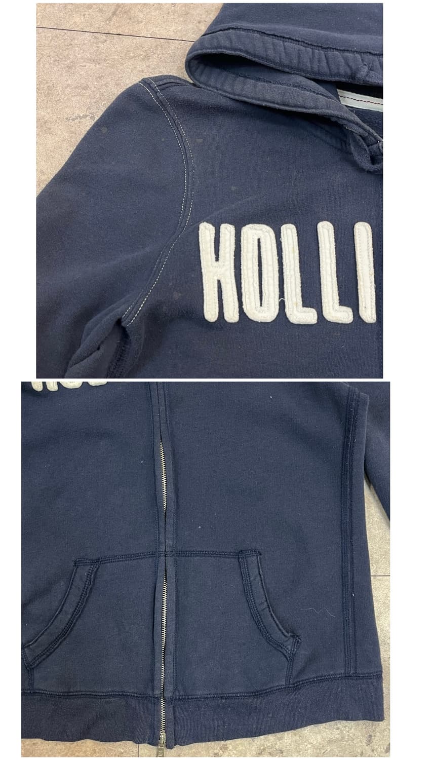 홀리스터 투웨이 기모 후드집업 네이비 XL #csz3597 상품이미지7