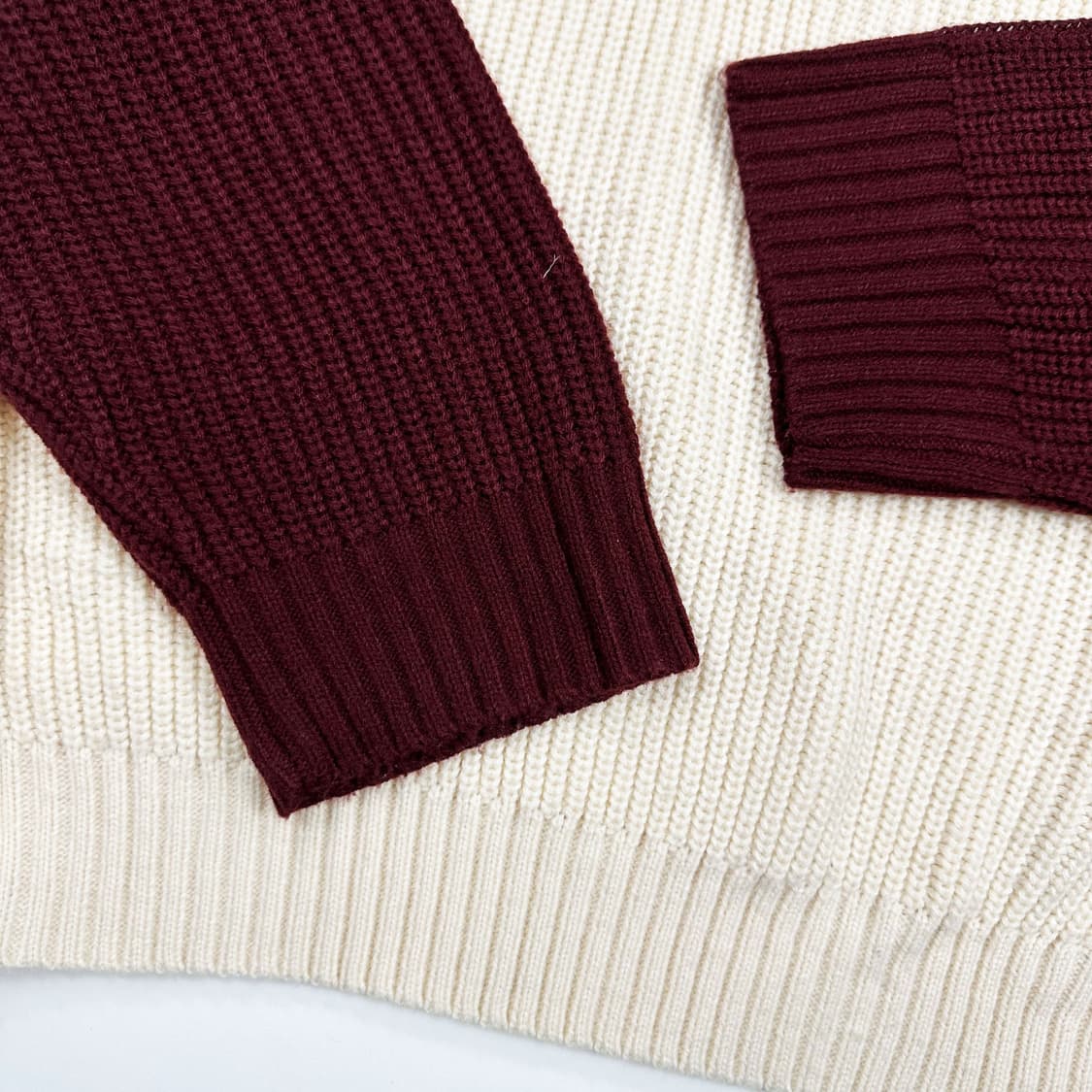 VTG 빈티지 아이보리 버건디 배색 니트 (실측 XL) 상품이미지4