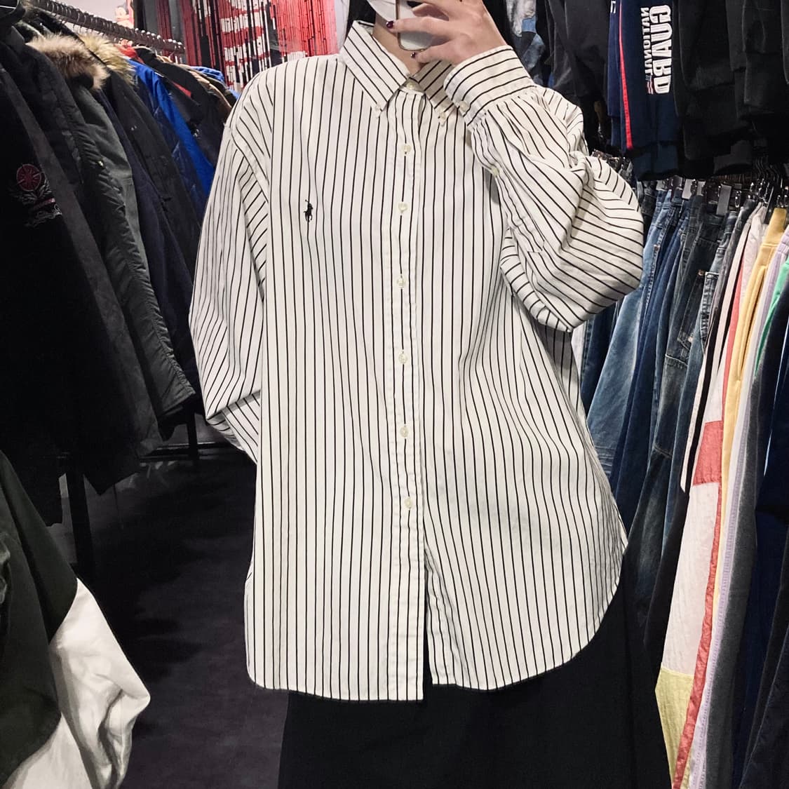  [IM] 폴로 랄프로렌 펜슬 스트라이프 셔츠 블랙 상품이미지5