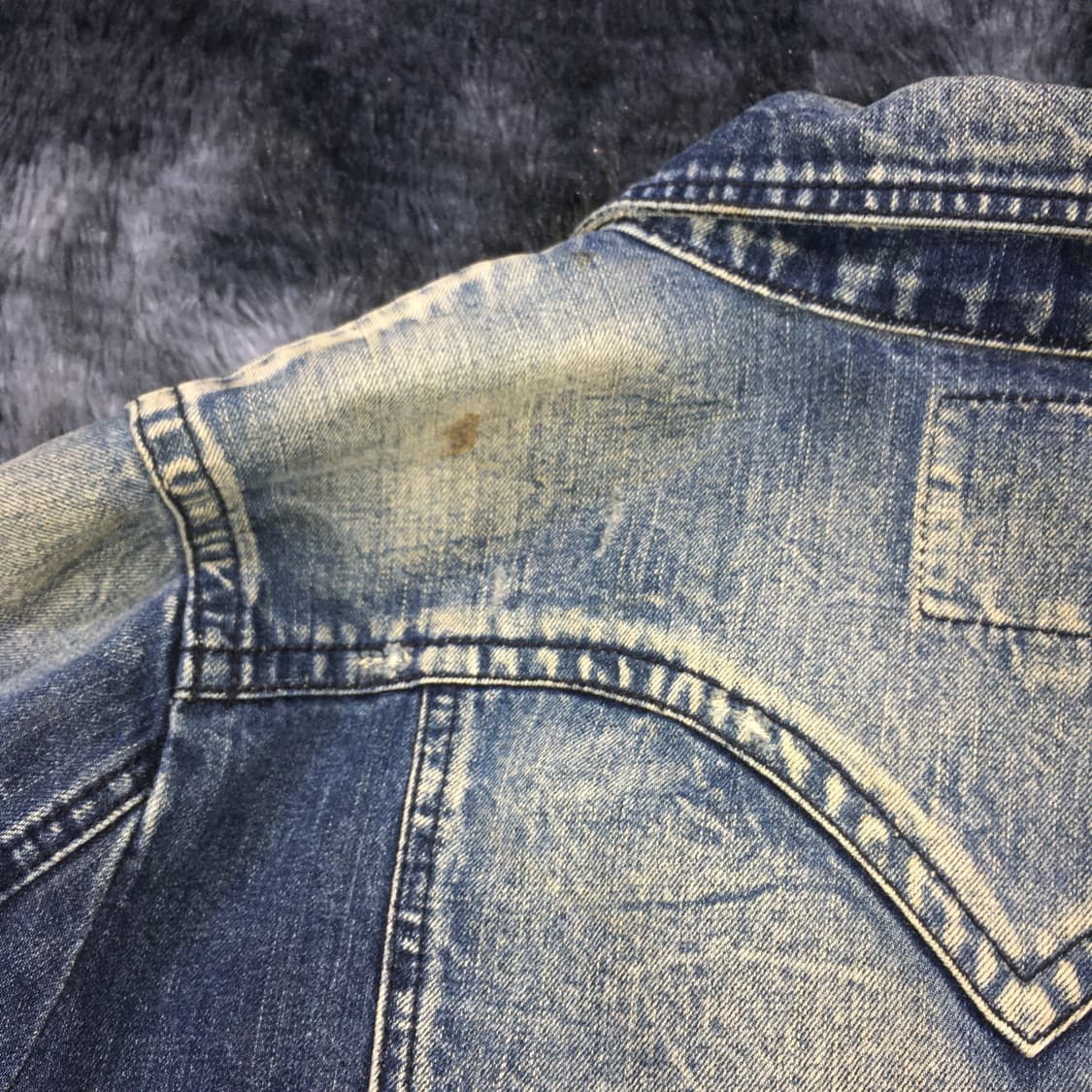 투티/0119 버커루 진스 데미지 워싱 청자켓 y2k  상품이미지10