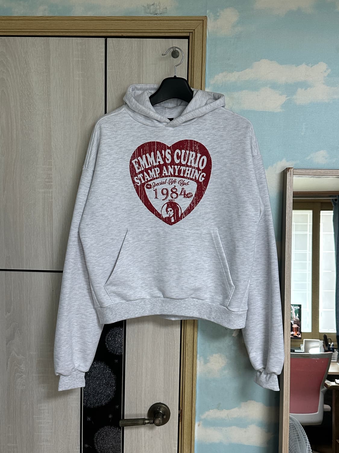 (L) DNSR 크롭 하트 후디 그레이 상품이미지3