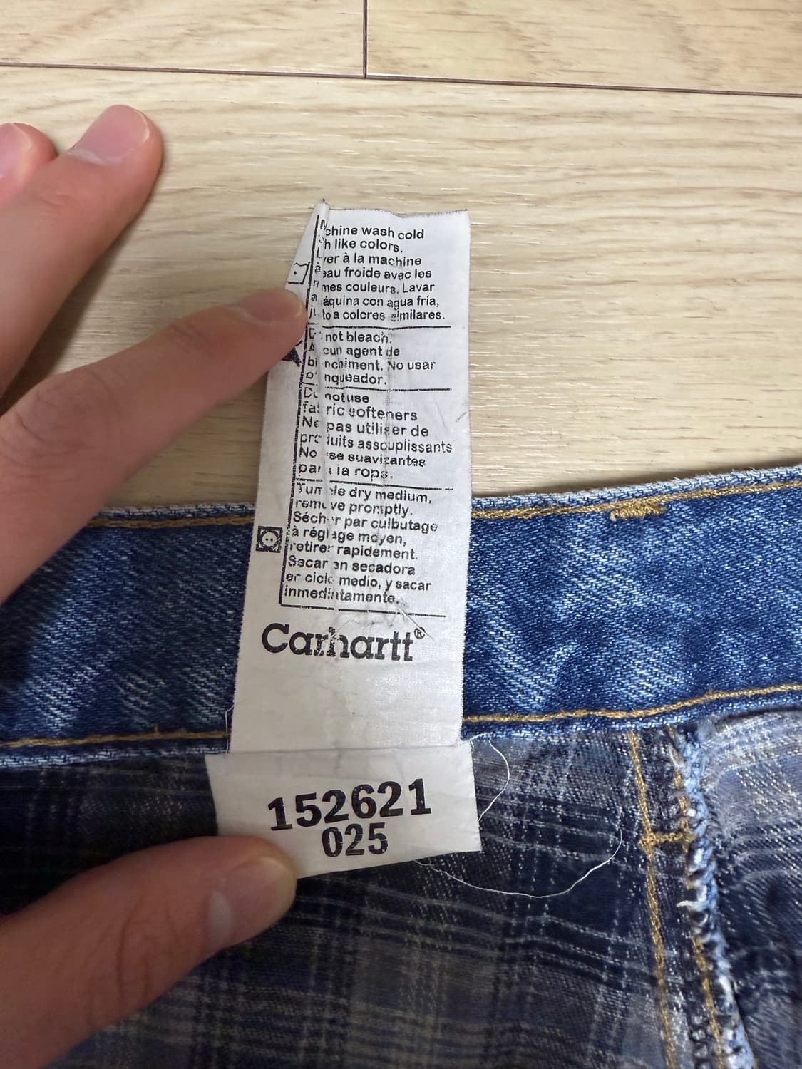 칼하트 USA 체크 라이닝 워크 데님 팬츠 상품이미지6