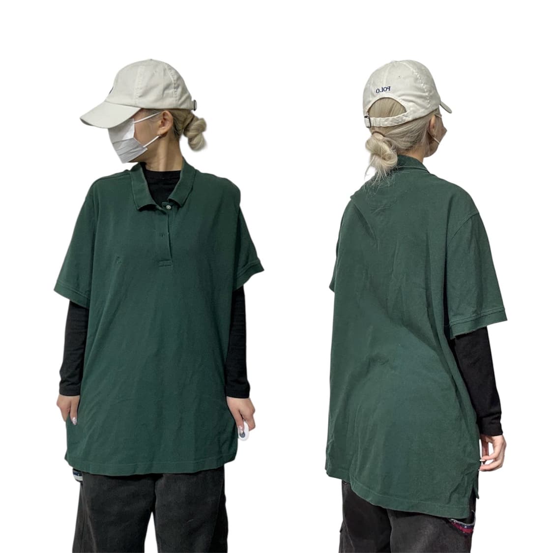 빈티지 그린 카라 오버핏 반발티 XXL 상품이미지1