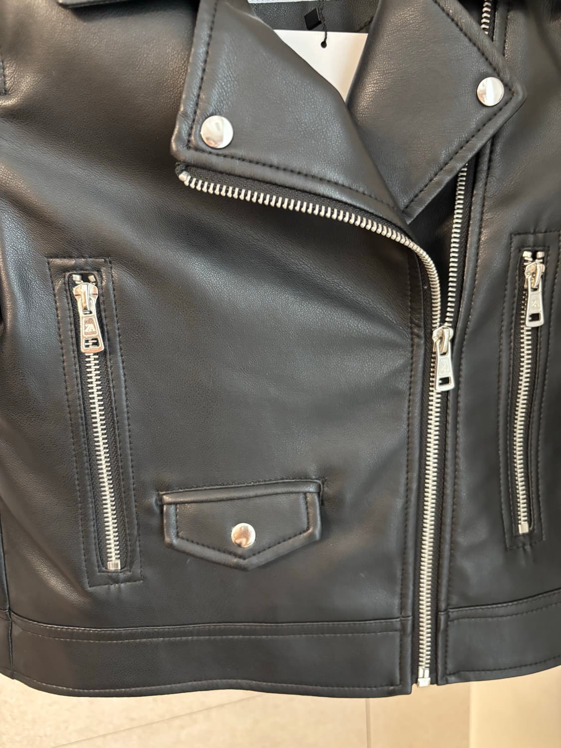 자라 키즈 블랙 레더 라이더 자켓 상품이미지5