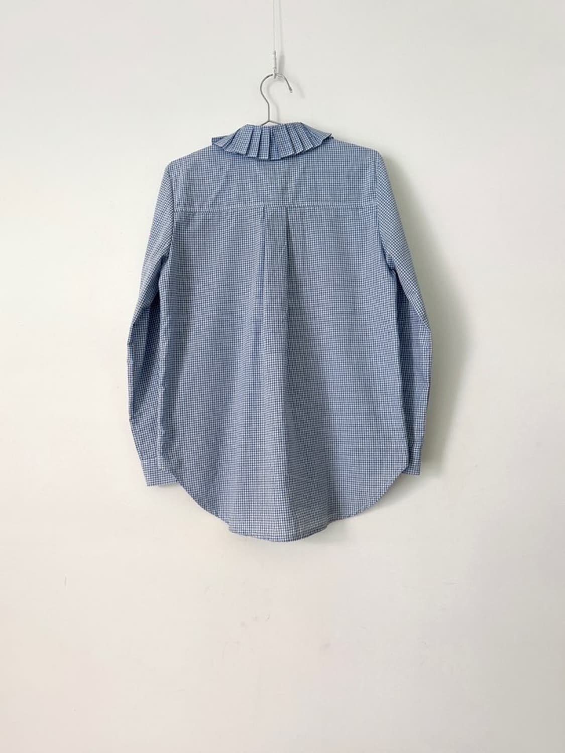Neck pleats point shirt / blue 상품이미지3