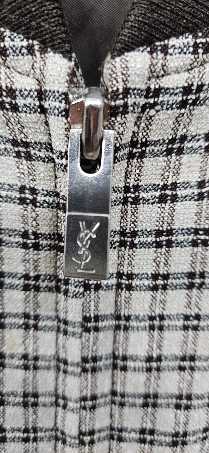 (극강컨디션)YSL 입생로랑 빈티지 체크 패턴 봄버자켓 100 상품이미지4