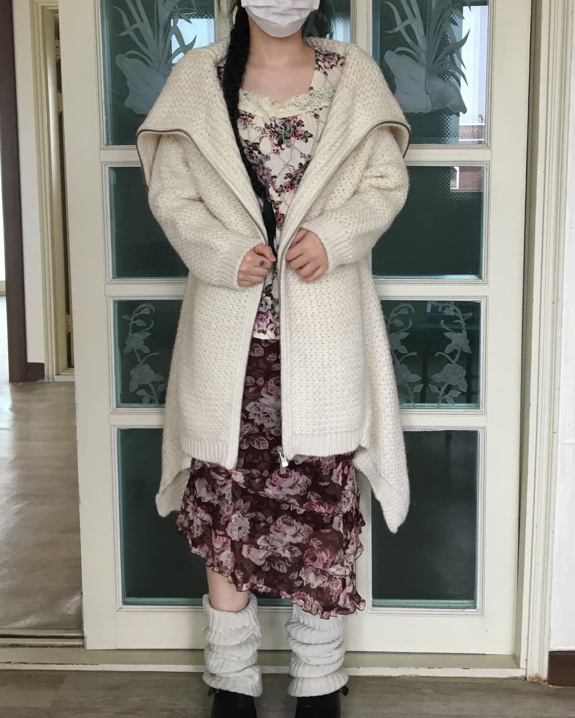 Heavy wool high neck unbalanced knit zip 상품이미지8