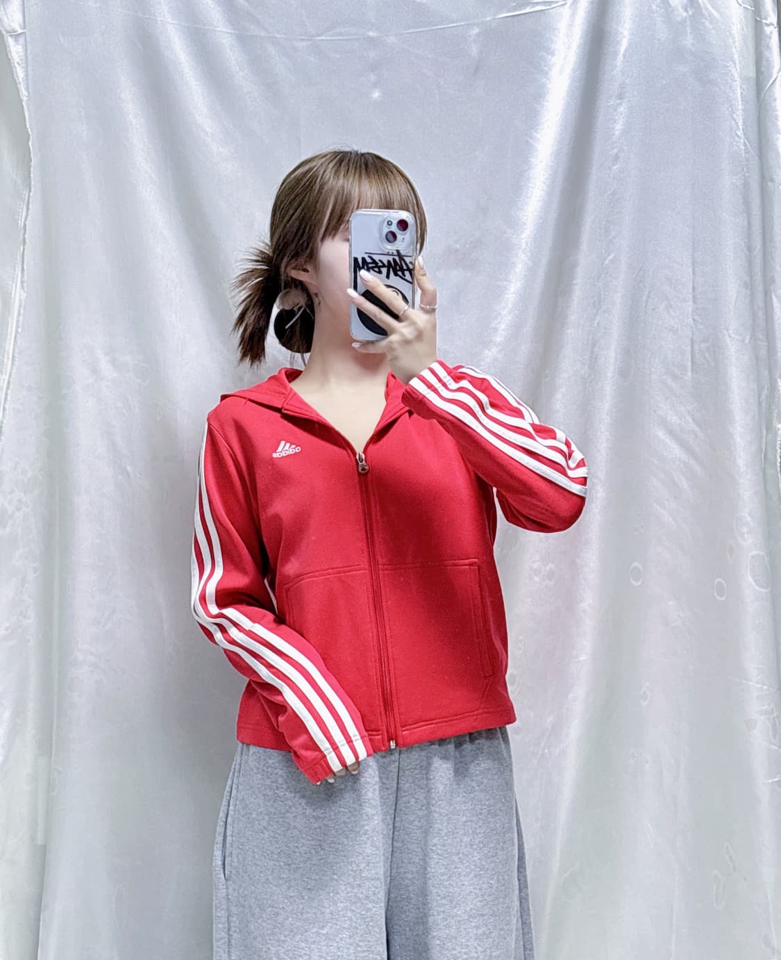 아다다스 삼선 베이비핑크 딱붙핏 트랙탑  상품이미지2