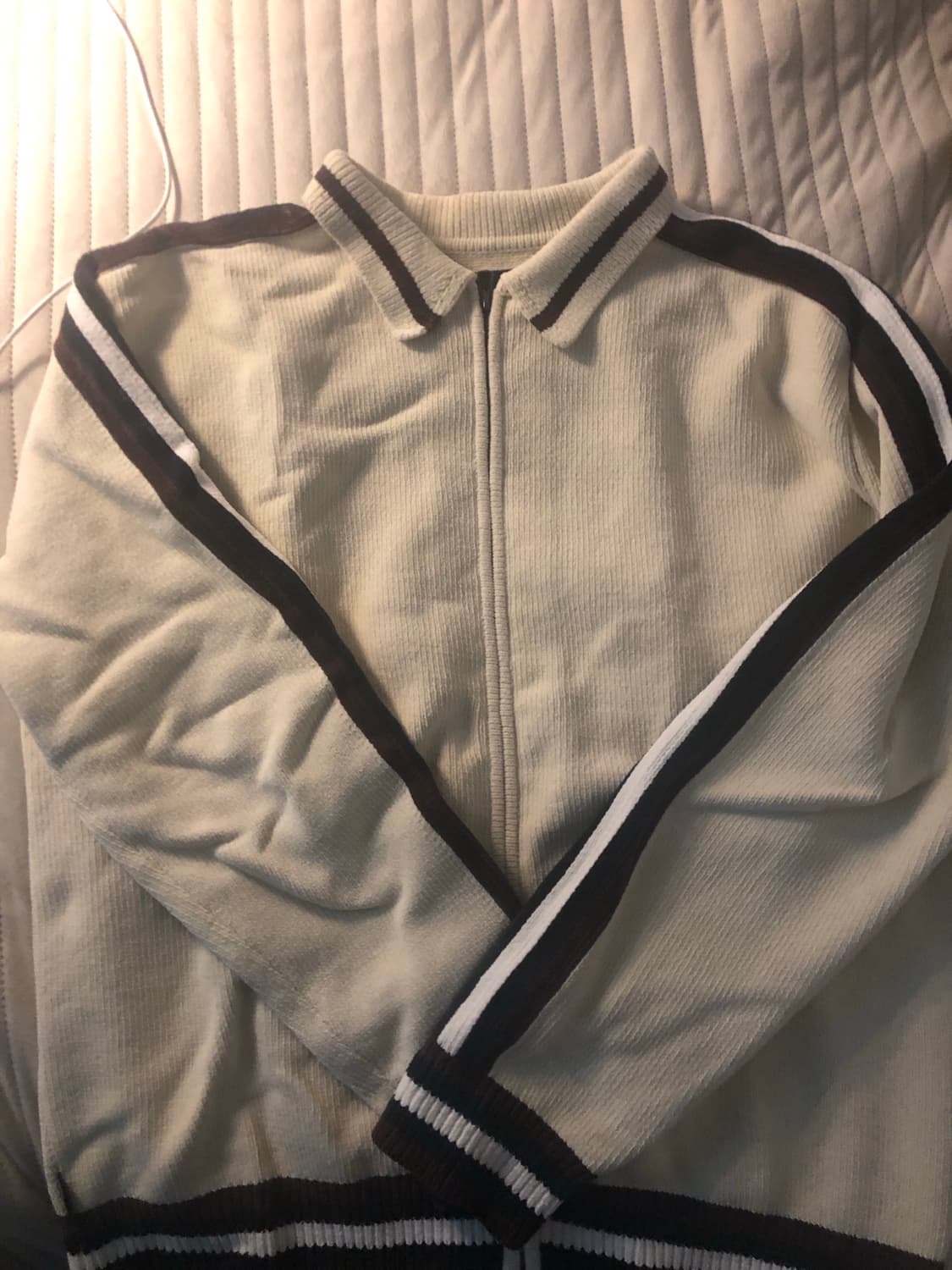 디스이즈네버뎃 Striped Zip Cardigan Ivory / L 상품이미지4