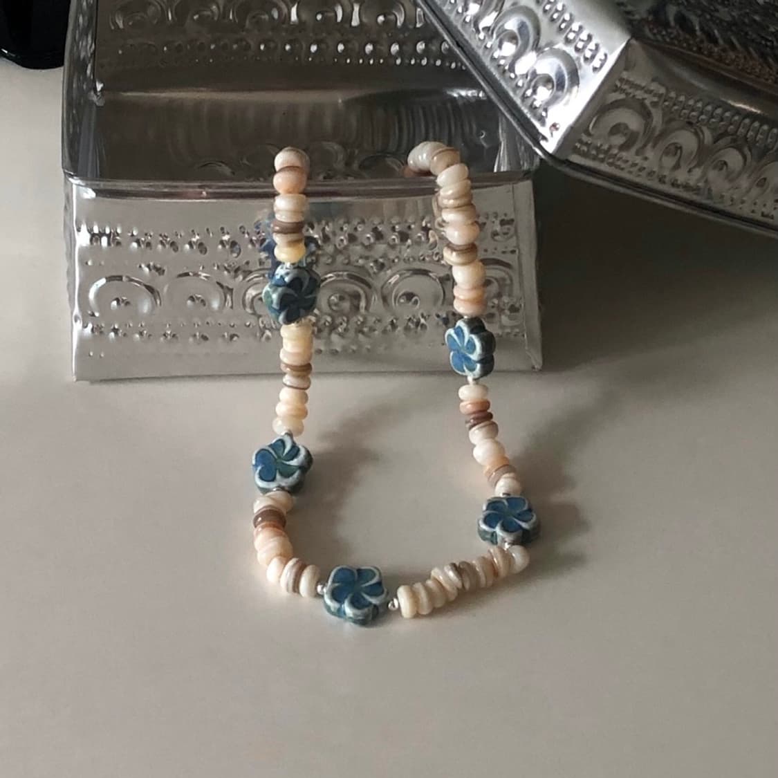 gemstone marble necklace (beige) 상품이미지3