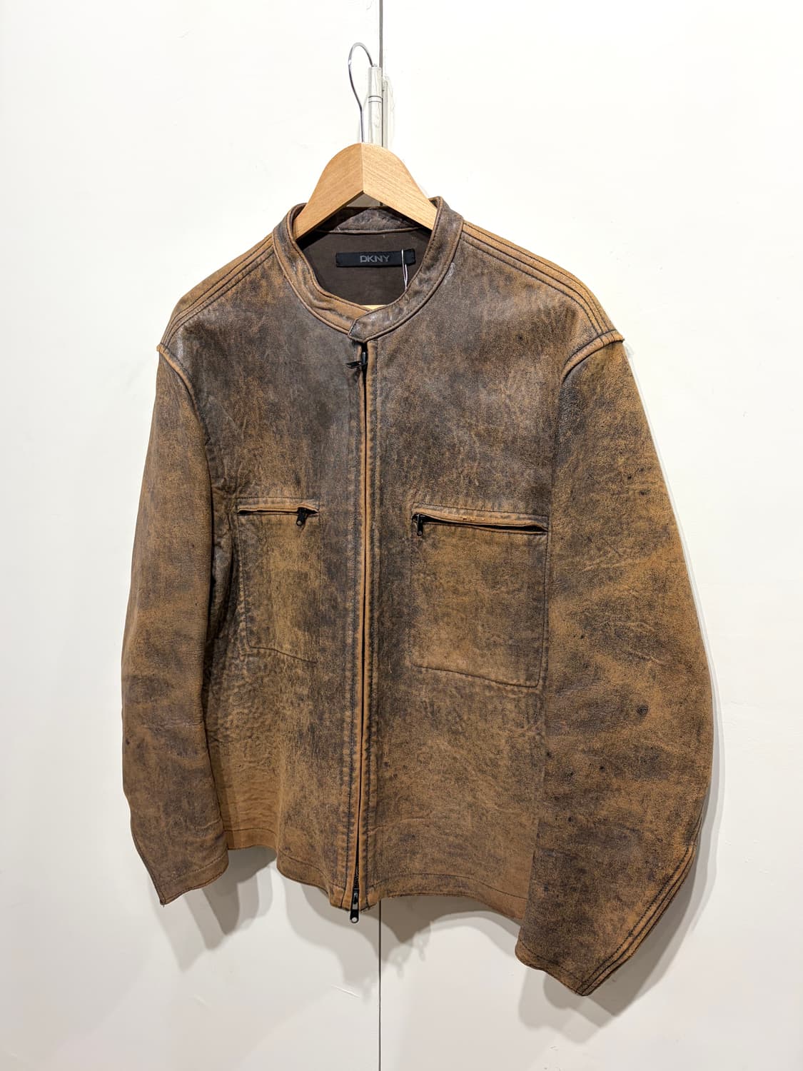 DKNY 빈티지 워시드 레더 자켓 상품이미지2