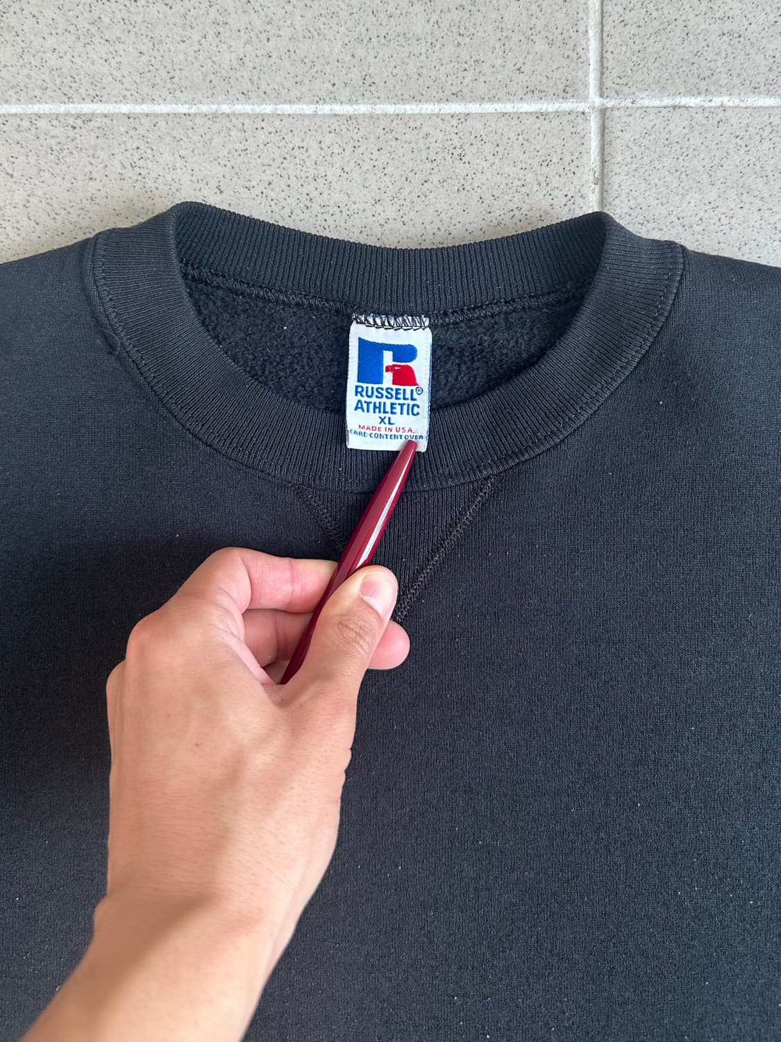 90s 빈티지 러셀 스웻셔츠 블랙 XL 상품이미지3